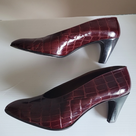 Bally croc embossed burgundy court heels vintage designer heels - Picture 15 of 16